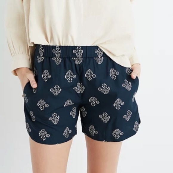 Madewell Pants - Madewell Shorts Drape Pull On Flowerstamp Flower Floral Elastic Waist Pockets